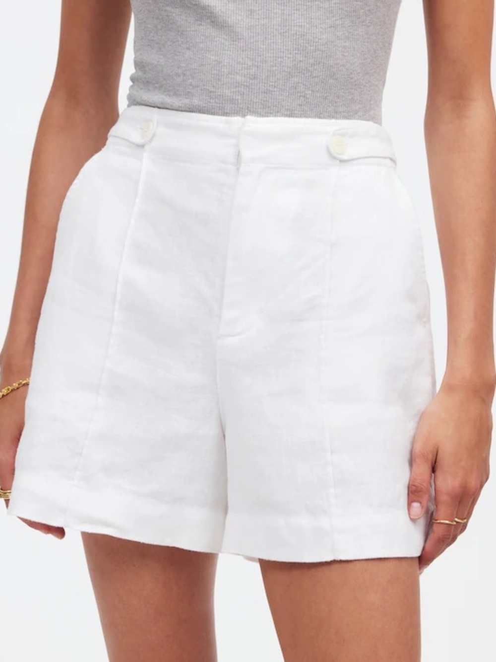 Madewell Clean Button-Tab Shorts in 100% Linen